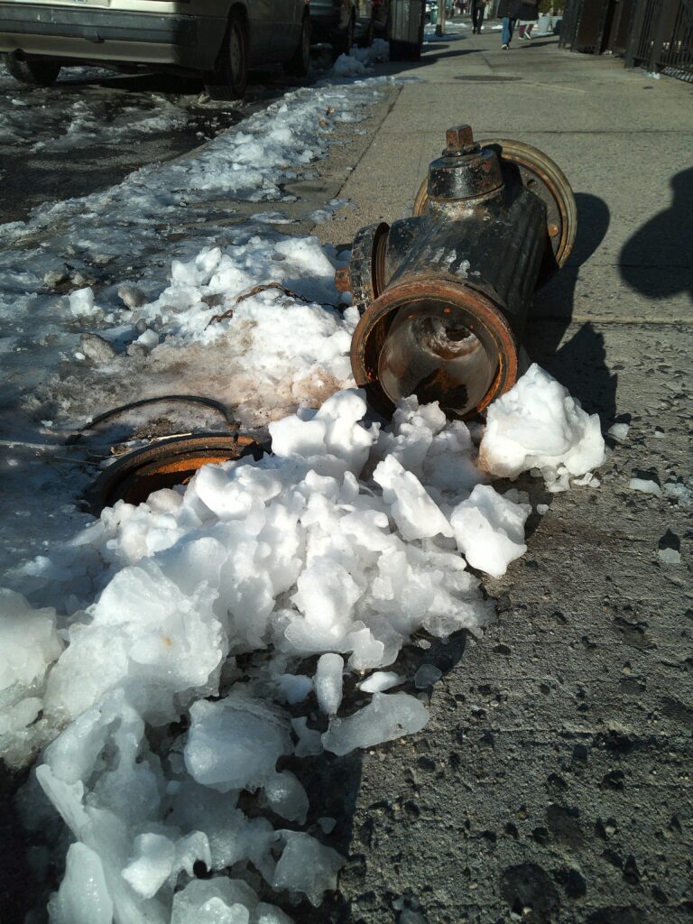 hydrant, snow, ice